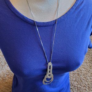 23" Silver Tone Chain 4" Drop Pendant Necklace NWT